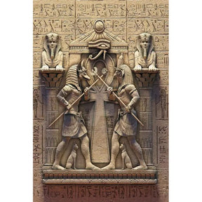 Antikes Ägypten Leinwand – Schwarz-Goldener Druck 3D-Poster von Anubis gegen Horus
