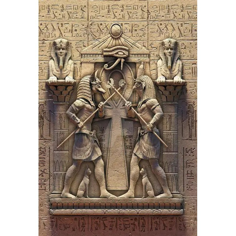 Antikes Ägypten Leinwand – Schwarz-Goldener Druck 3D-Poster von Anubis gegen Horus