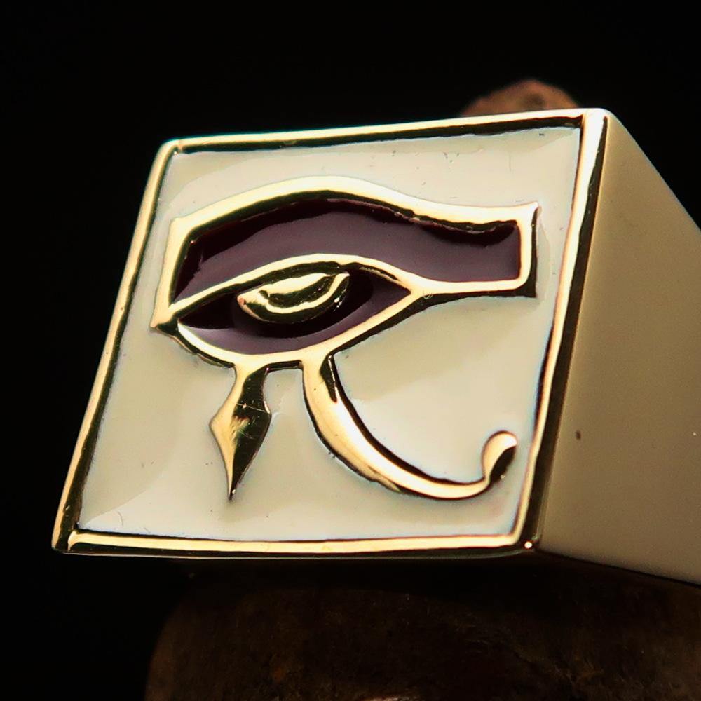 Ancient Egypt Keychain - Gold Eye of Horus Brass Ring - Bricks Masons