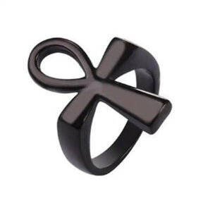 Ancient Egypt Ring - Black Plated Zinc Alloy Egyptian Ankh Cross