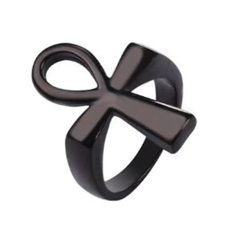 Ancient Egypt Ring - Black Plated Zinc Alloy Egyptian Ankh Cross