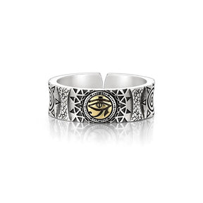 Ancient Egypt Ring - Gold Eye of Horus Adjustable Opening
