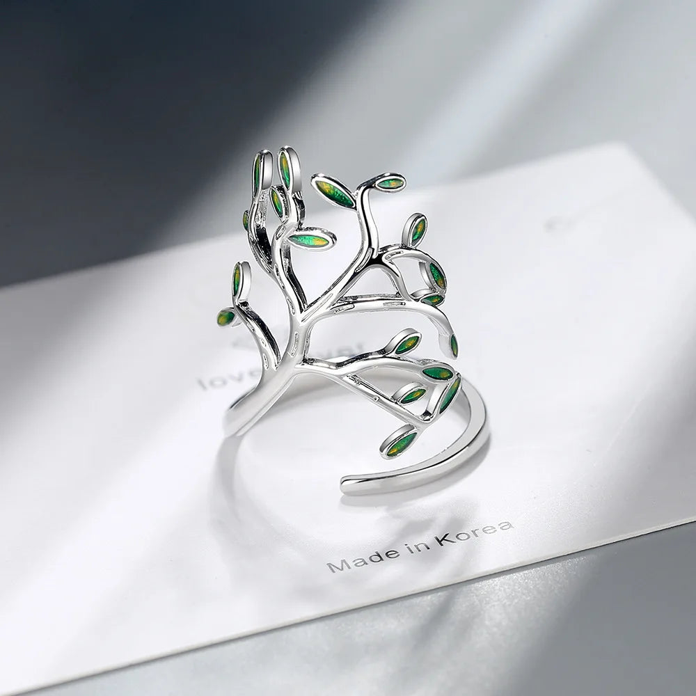 Israel Silver Tree 925 Sterling Silver Tree of Life Green Adjustable Sterling Silver ...