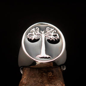 Ancient Israel Ring - Black Tree of Life Sterling Silver - Bricks Masons