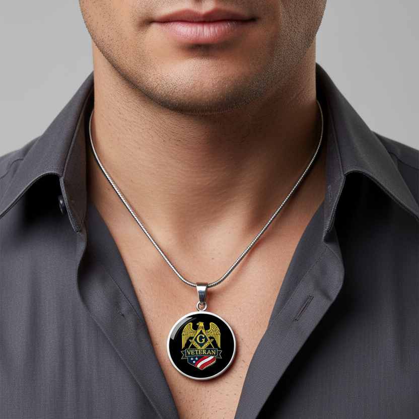 Master Mason Blue Lodge Necklace - S&C G Veteran Mason with Customization