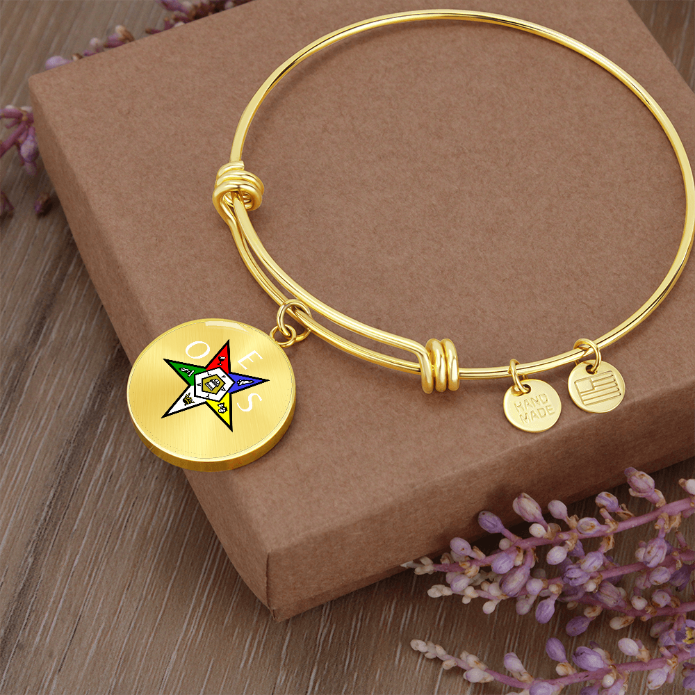OES Bracelet - Eastern Star & Initials Pentagram Down with Personalization - Bricks Masons