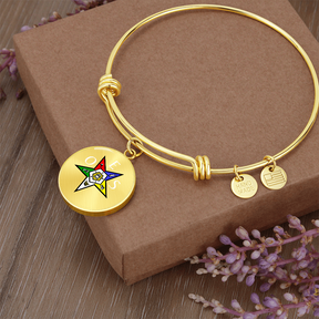 OES Bracelet - Eastern Star & Initials Pentagram Down with Personalization - Bricks Masons
