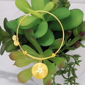 OES Bracelet - White Eastern Star Pentagram Up with Customization - Bricks Masons