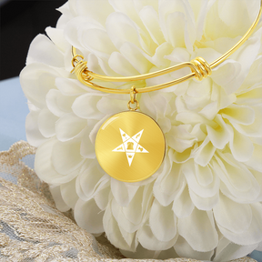OES Bracelet - White Eastern Star Pentagram Up with Customization - Bricks Masons