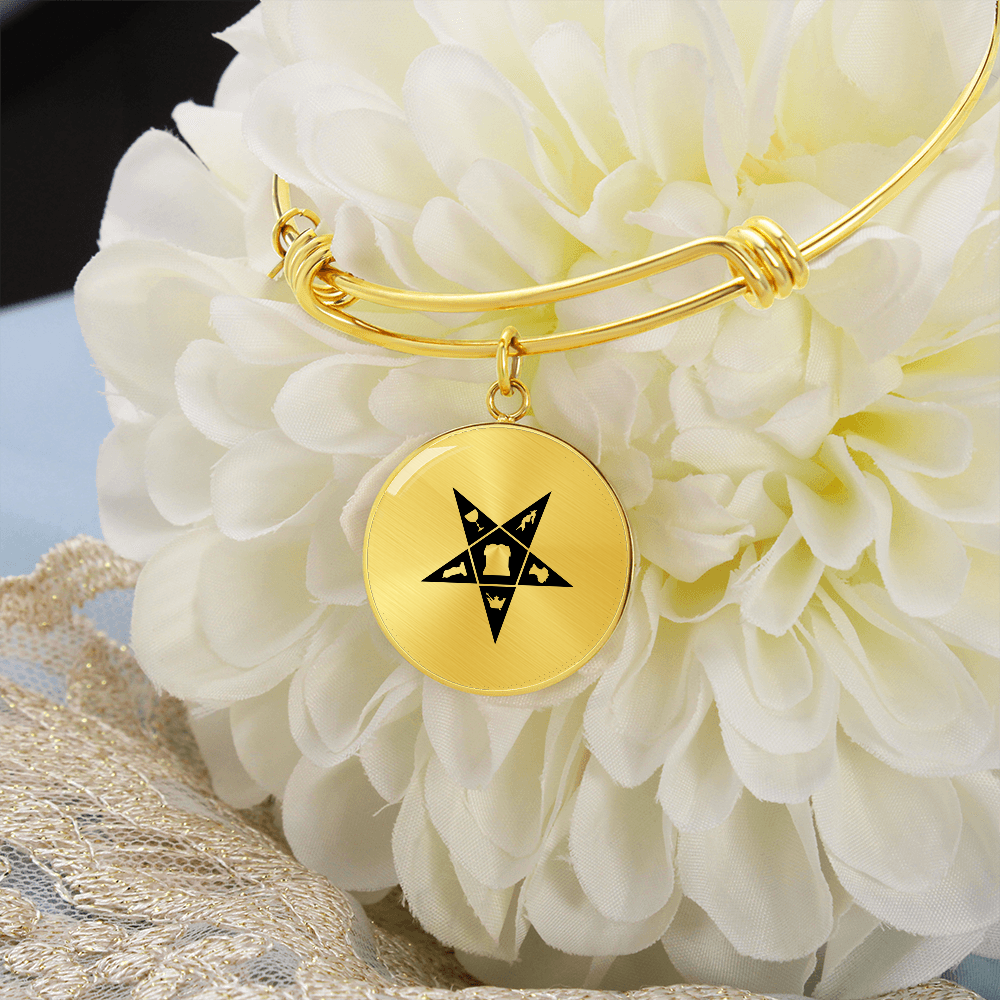 OES Bracelet - Eastern Star Pentagram Up with Personalization - Bricks Masons