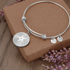 OES Bracelet - White Eastern Star Pentagram Up with Customization - Bricks Masons