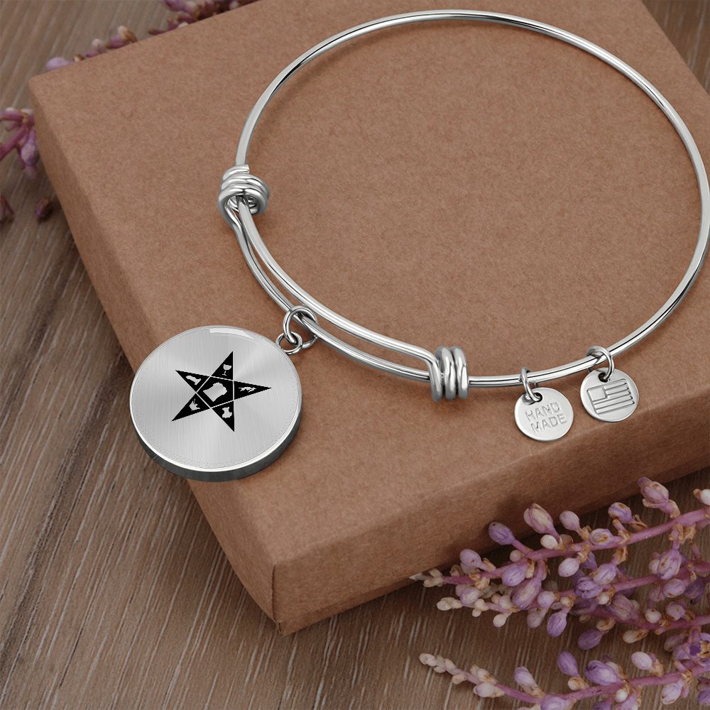 OES Bracelet - Eastern Star Pentagram Up with Personalization - Bricks Masons