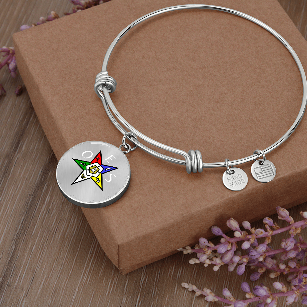OES Bracelet - Eastern Star & Initials Pentagram Down with Personalization - Bricks Masons
