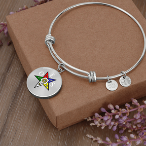 OES Bracelet - Eastern Star & Initials Pentagram Down with Personalization - Bricks Masons