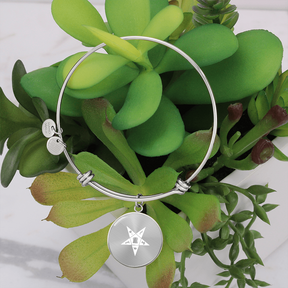 OES Bracelet - White Eastern Star Pentagram Up with Customization - Bricks Masons