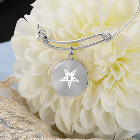 OES Bracelet - White Eastern Star Pentagram Up with Customization - Bricks Masons