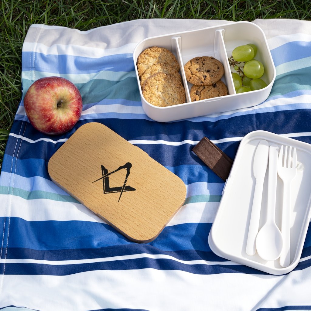 Master Mason Blue Lodge Lunch Box - Square & Compass Wooden Lid