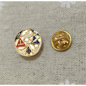 Blue Lodge / Royal Arch / Council / Knights Templar Lapel Pin - Round