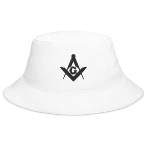 Master Mason Blue Lodge Bucket Hat - White 100% Cotton - Bricks Masons