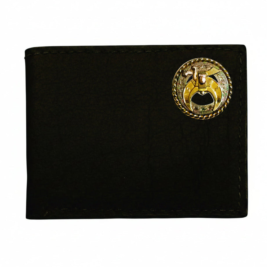 Shriners Wallet - Buffalo Black Leather Bison Bifold