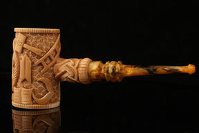 Master Mason Blue Lodge Meerschaum Pipe - Handcrafted Gavel Shape - Bricks Masons