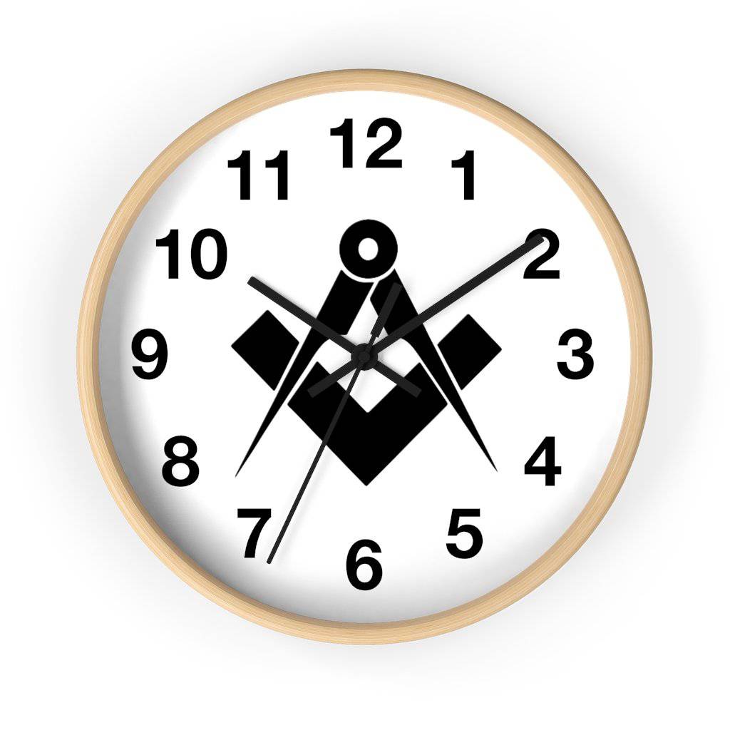 Master Mason Blue Lodge Clock - Square & Compass Wooden Frame