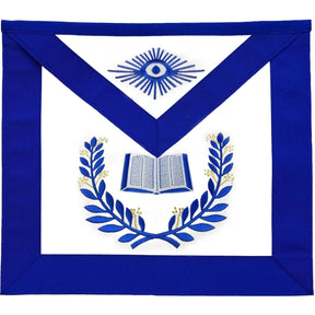 Chaplain Blue Lodge Officer Apron - Royal Blue Wreath Embroidery