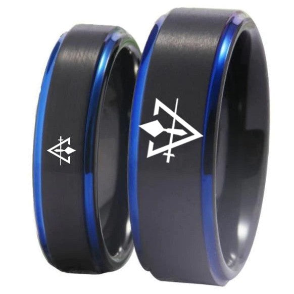 Anillo de Consejo - Tungsteno Azul Negro Personalizable