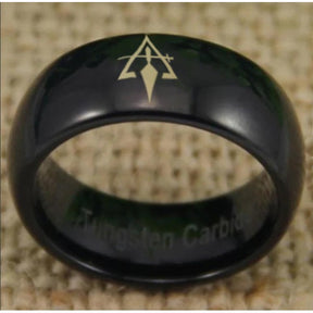 Council Ring - Black Dome Tungsten Personalizable