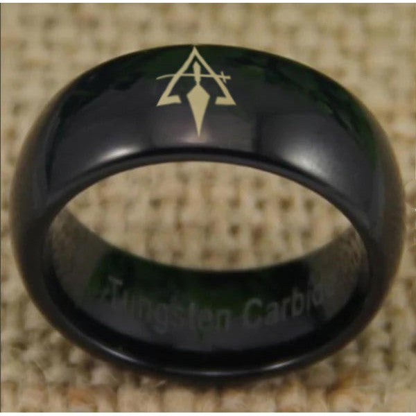 Council Ring - Black Dome Tungsten Personalizable