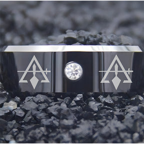 Council Ring - Black Silver Bevel With CZ Stone