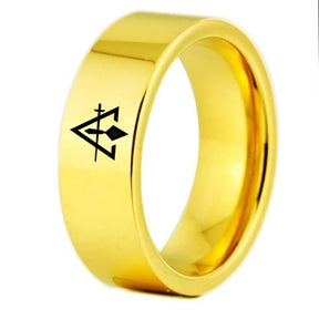 Council Ring - Gold Color Pipe Cut Tungsten Personalizable