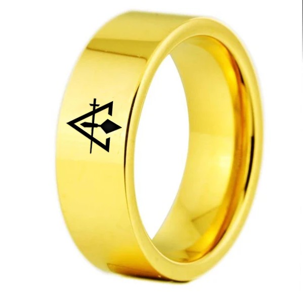 Council Ring - Gold Color Pipe Cut Tungsten Personalizable