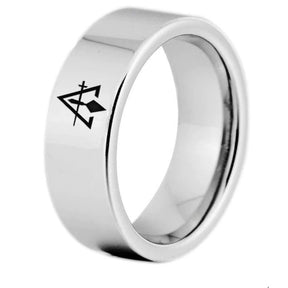 Council Ring - Silver Color Pipe Cut Tungsten Personalizable