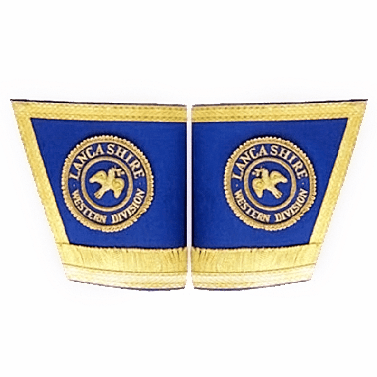 Craft Cuff - Blue Hand Embroidered with Fringe - Bricks Masons