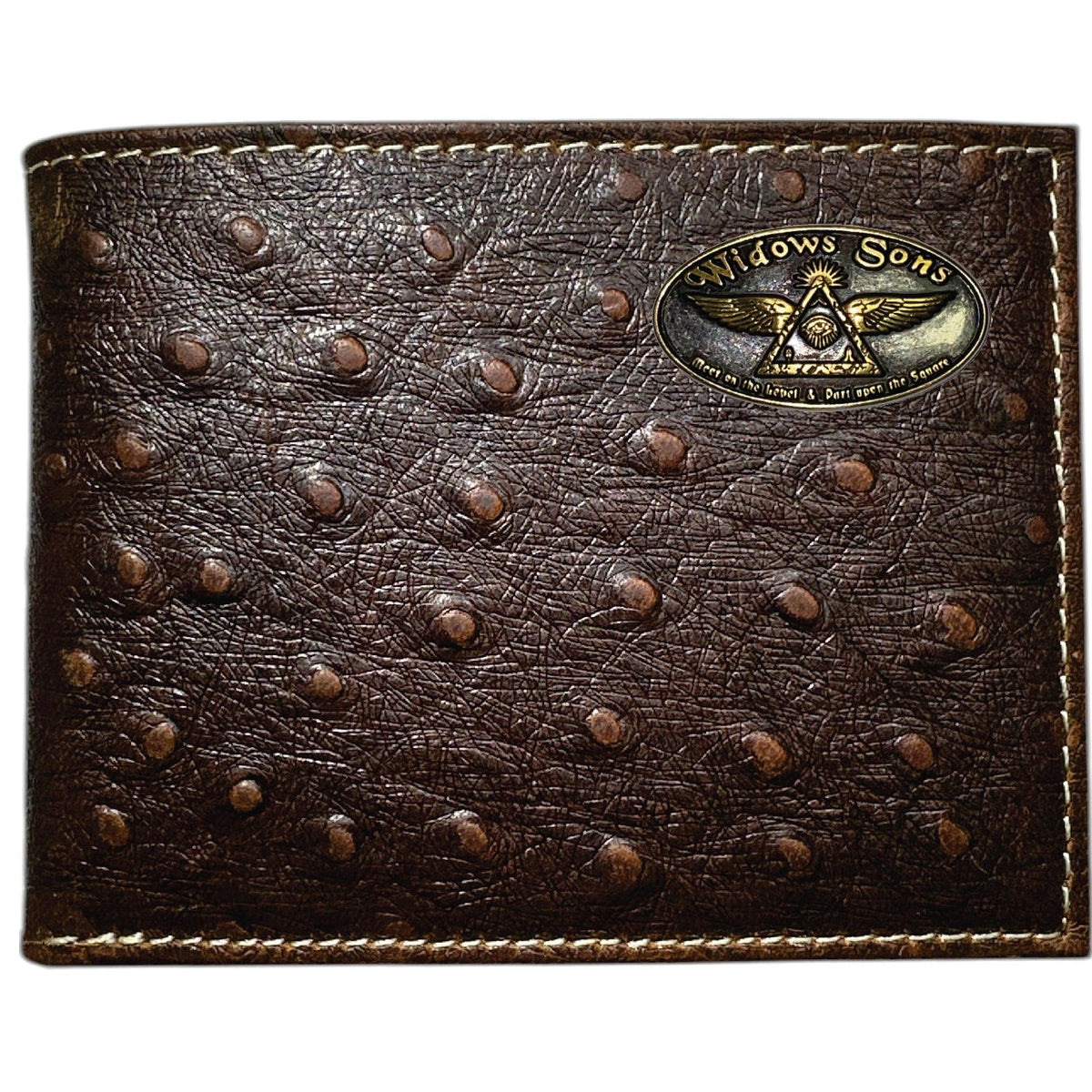 Widows Sons Wallet - Nocona Ostrich Print Leather Bifold - Bricks Masons