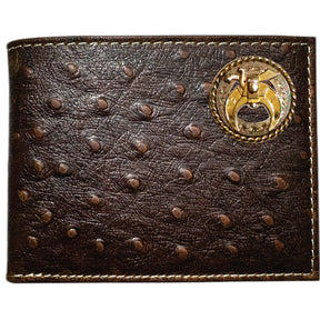 Shriners Wallet -  Nocona Ostrich Print Leather Bifold