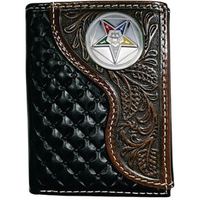 OES Wallet - Nocona Black & Cherry Floral Tooled Overlay
