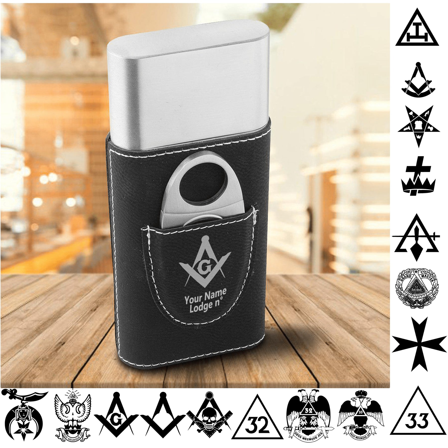 Custom Masonic Cigar Holder FREE Engraving