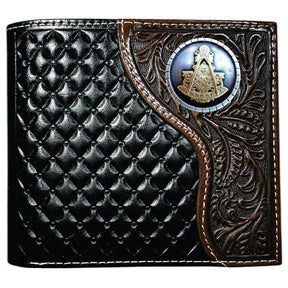 Past Master Blue Lodge Wallet - Nocona Black & Cherry Floral Bi-fold