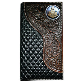 Past Master Blue Lodge Wallet - Nocona Black & Cherry Floral Long Rodeo