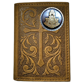 Past Master Blue Lodge Wallet - Trifold Nocona Soft Leather Embossed Cross