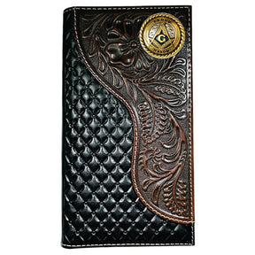 Master Mason Blue Lodge Wallet - Nocona Black & Cherry Floral  Long Rodeo