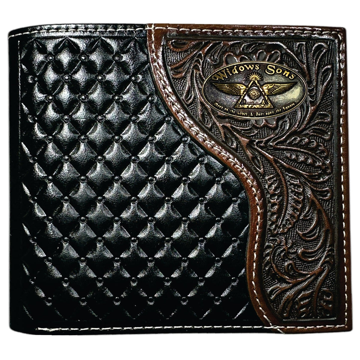 Widows Sons Wallet - Nocona Black & Cherry Floral Bi-fold - Bricks Masons