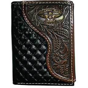 Widows Sons Wallet - Nocona Black & Cherry Floral Tooled Overlay