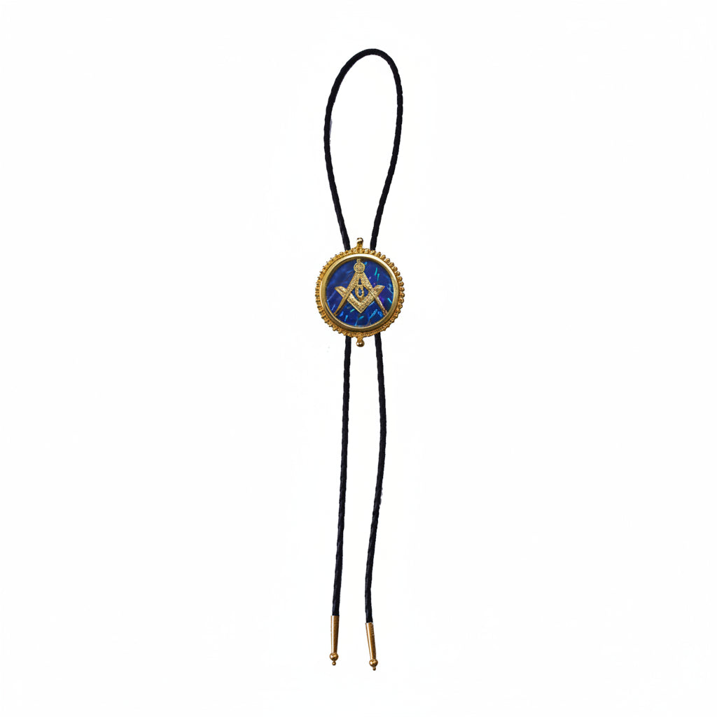 Master Mason Blue Lodge Bolo Tie - Blue Raised Square & Compass