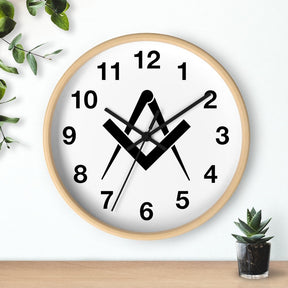 Master Mason Blue Lodge Clock - Wooden Frame Square & Compass