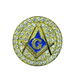 Master Mason Blue Lodge Lapel Pin - Zinc Alloy Gold Plated With Blue - Bricks Masons