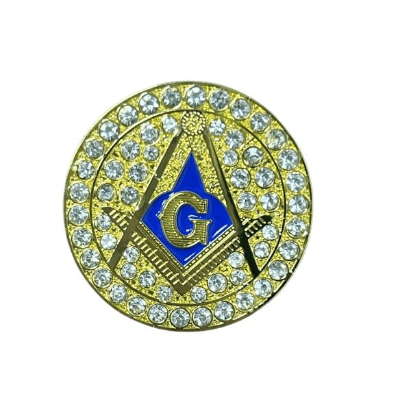 Master Mason Blue Lodge Lapel Pin - Zinc Alloy Gold Plated With Blue - Bricks Masons
