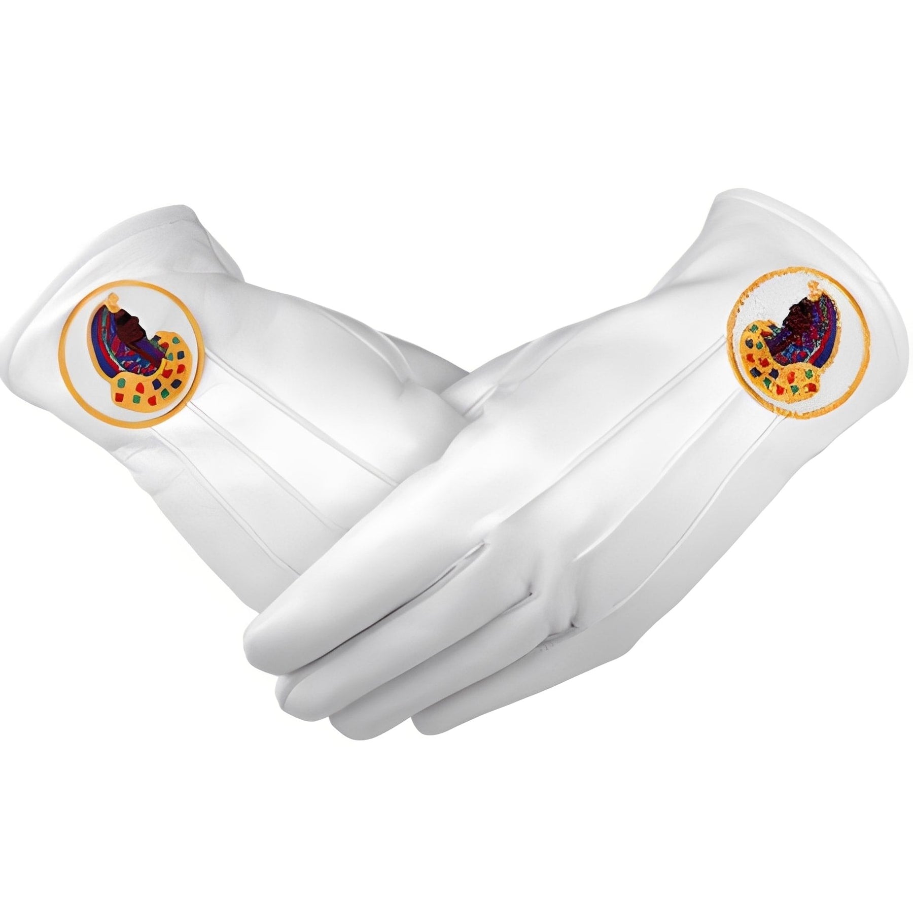 DOI Gloves - White Leather With Round Patch